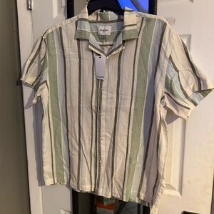 Goodfellow & Co Multi-Striped Shirt - Green, Blue, and White